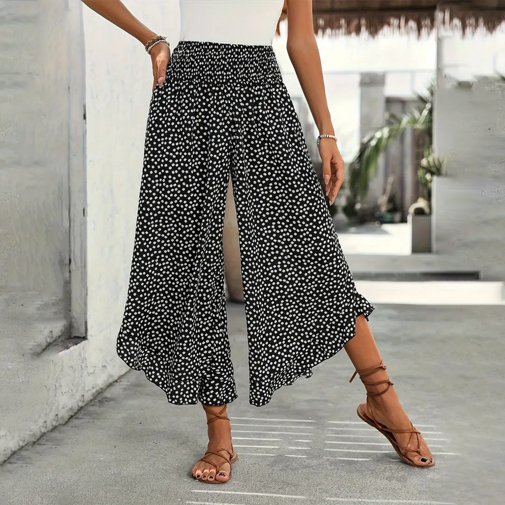Black and White Elastic Waistband Pants