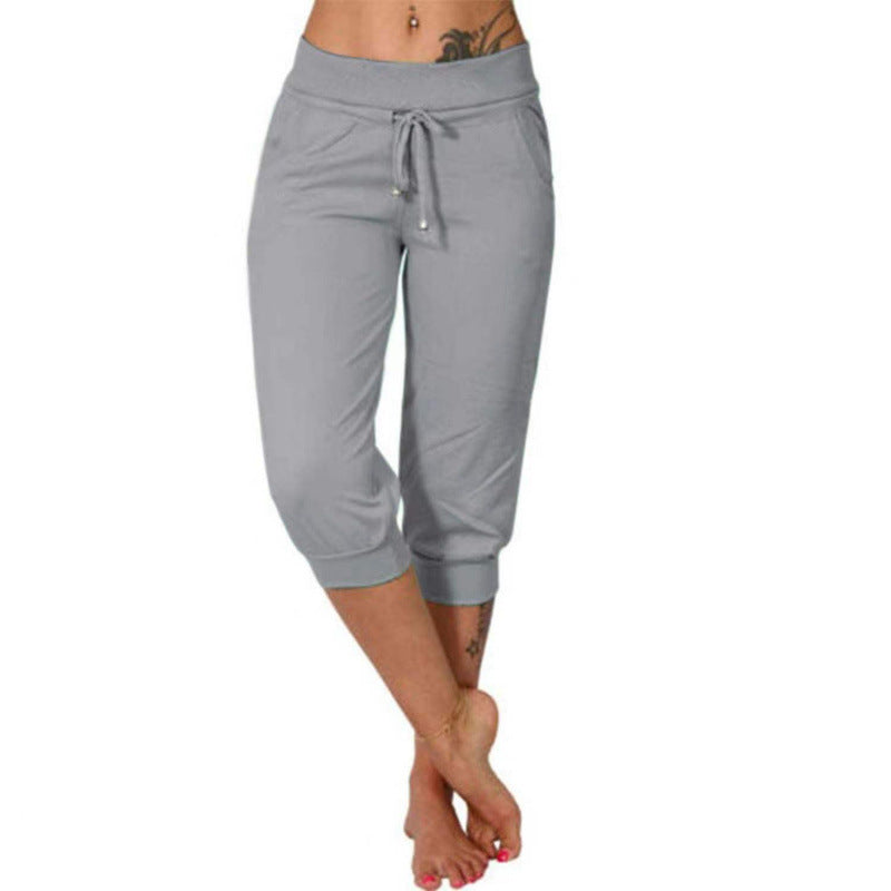 High-waisted drawstring pocket sweatpants