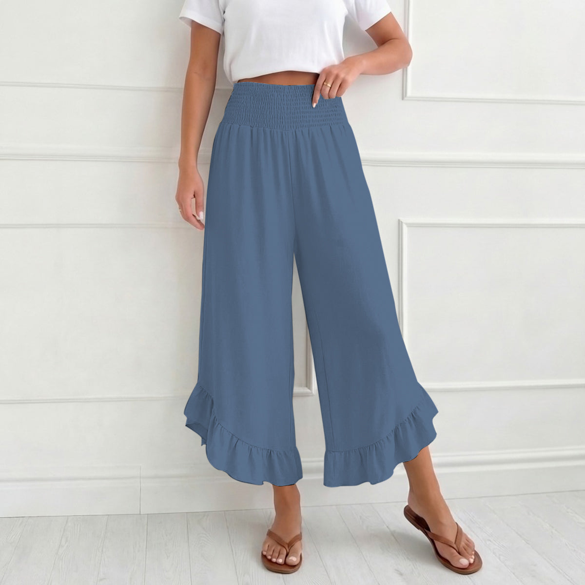 Black and White Elastic Waistband Pants