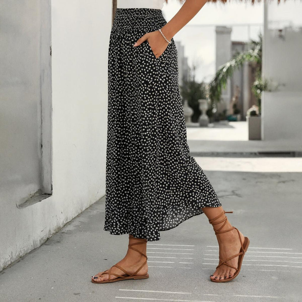 Black and White Elastic Waistband Pants