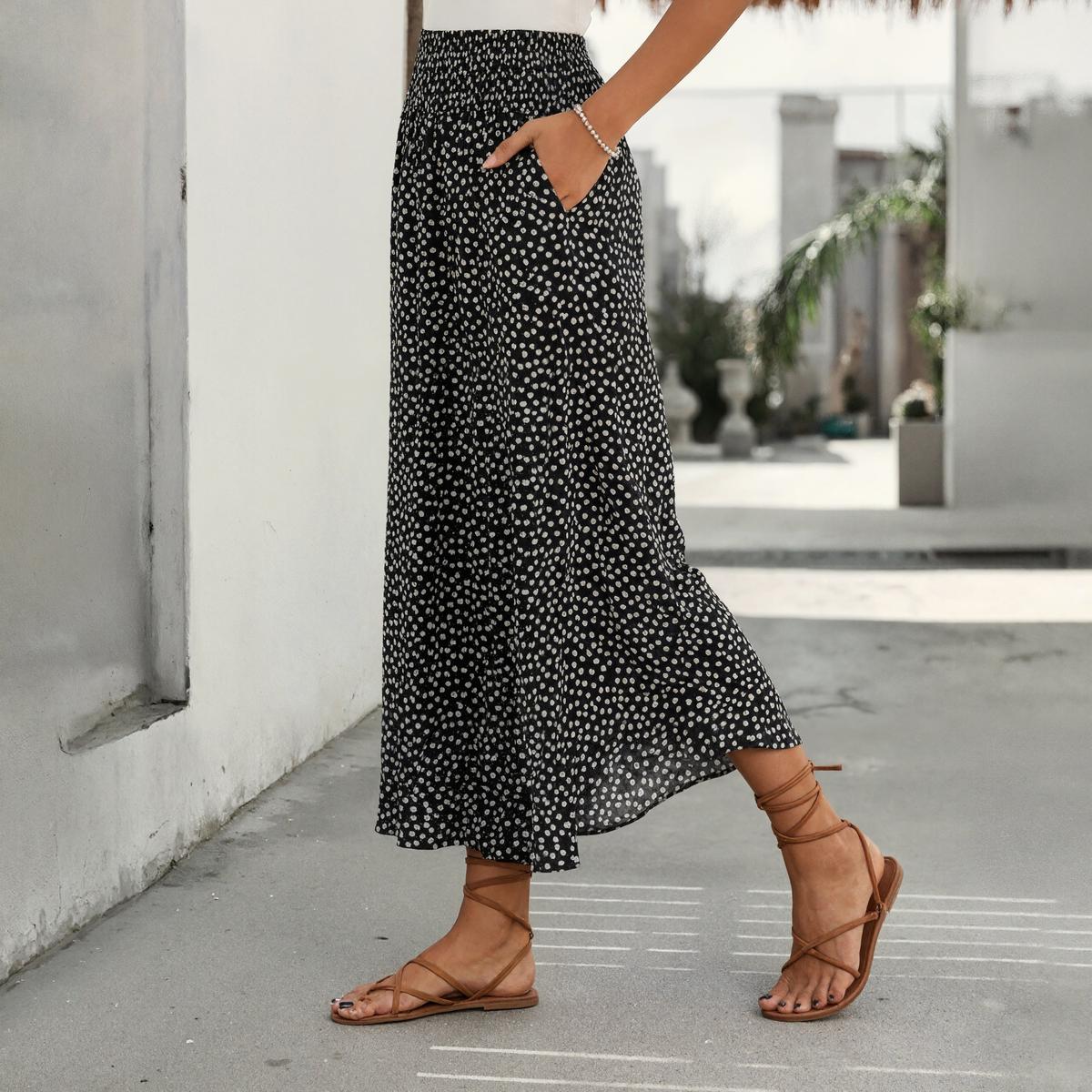 Black and White Elastic Waistband Pants